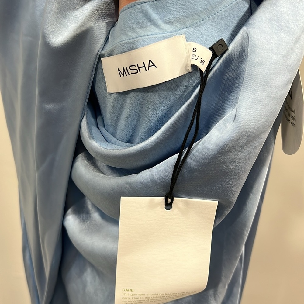 MISHA COLLECTION - LILIA SATIN MAXI DRESS - BLUE - Picture 7 of 14